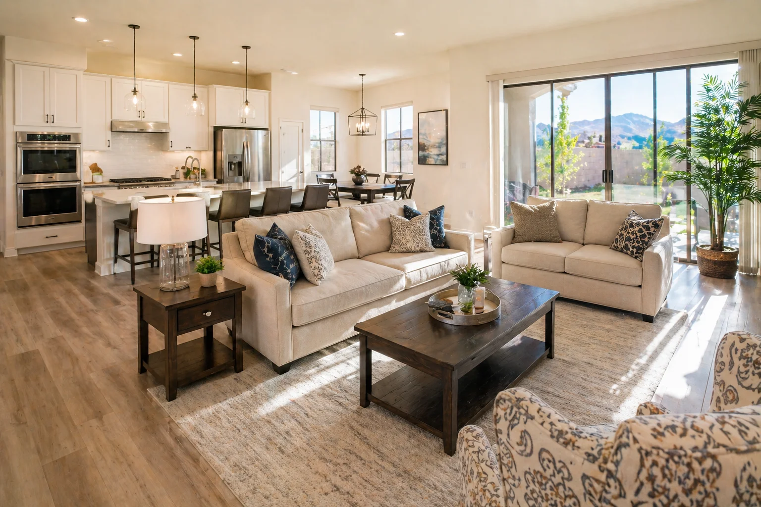 Image of house cleaning Apache Junction AZ results in a bright open-plan living and kitchen area