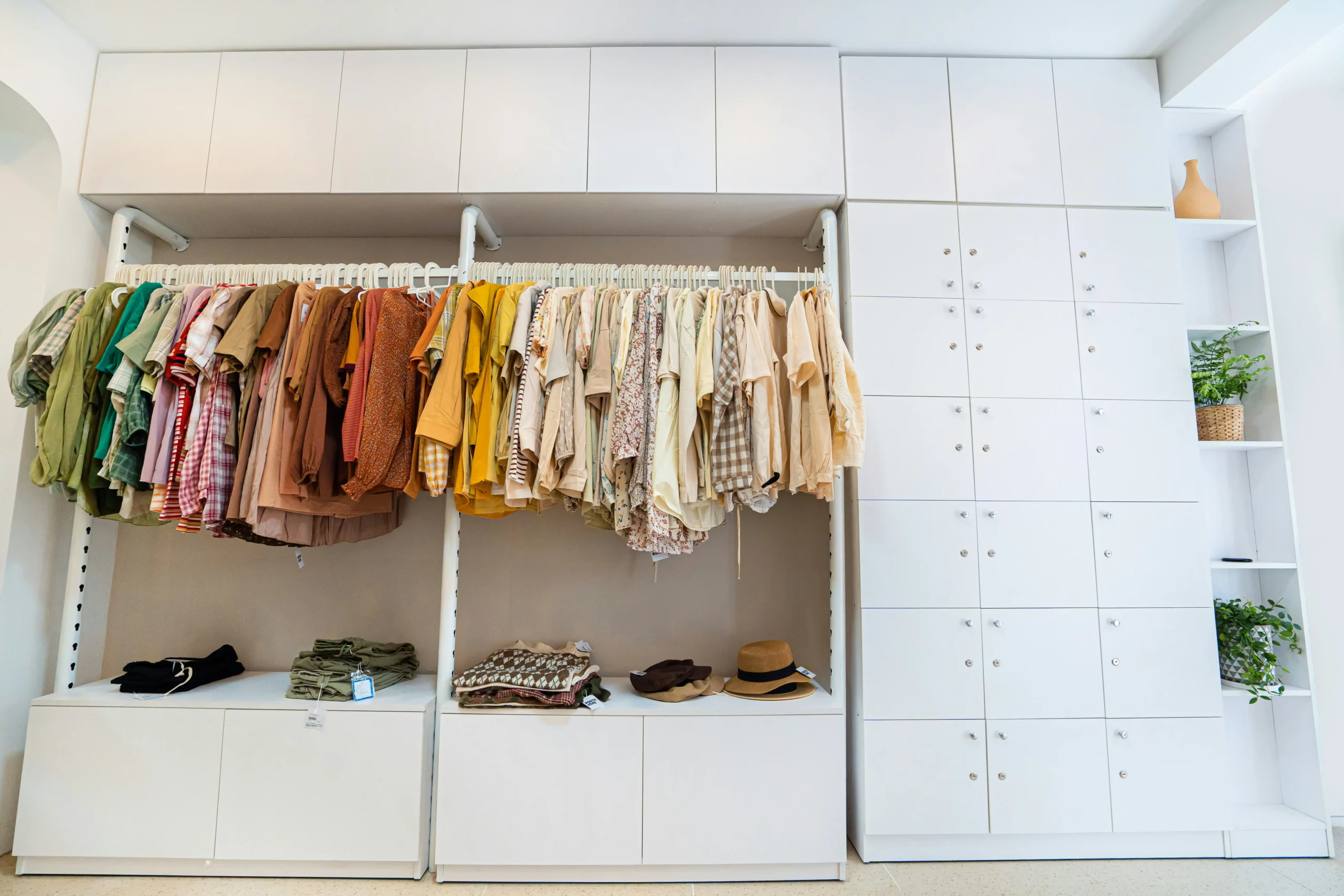 Image of an organized closet with sorted clothing and storage solutions for home organization services