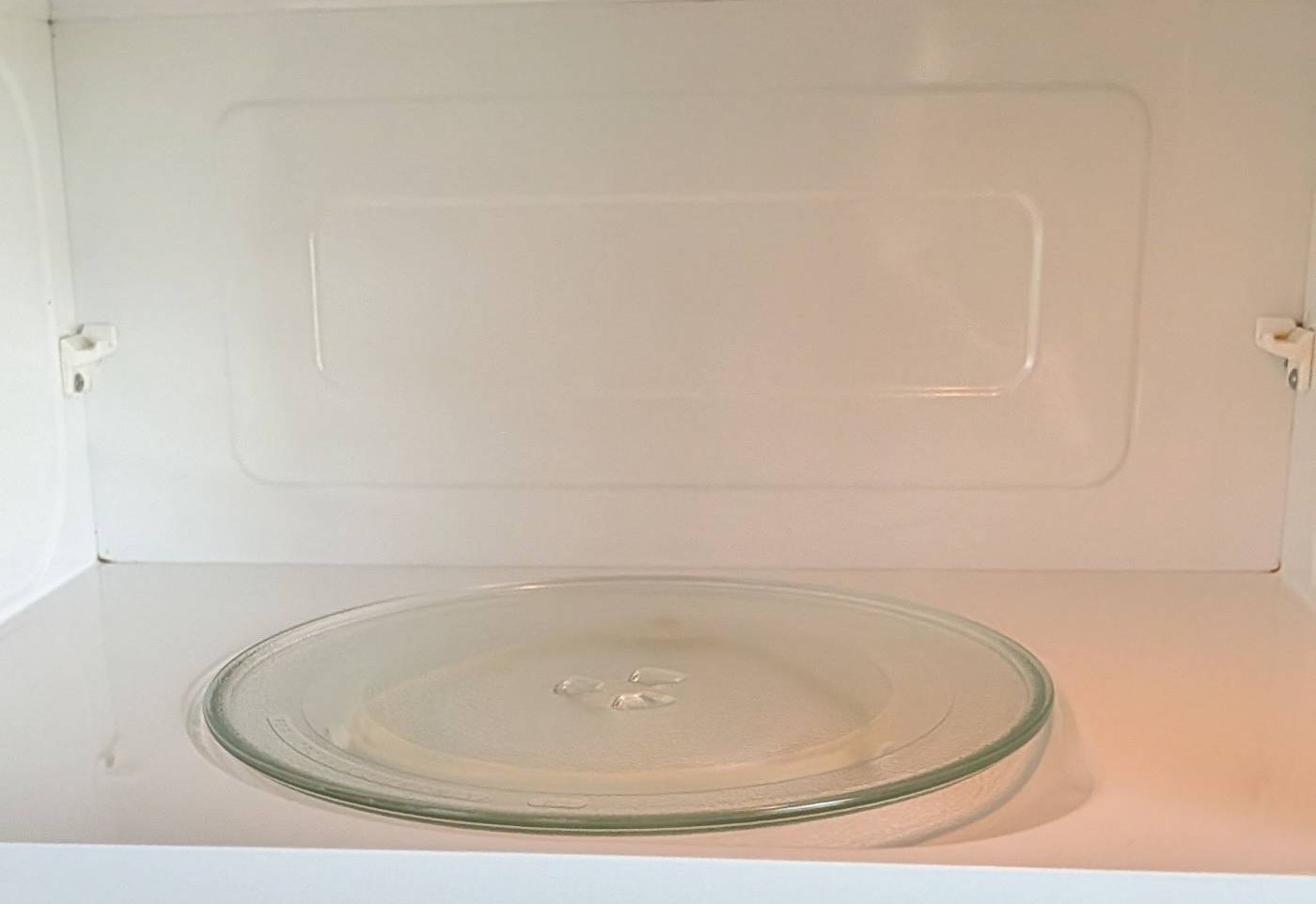 Same microwave interior clean with a clear glass plate after a cleaning in Prescott, AZ