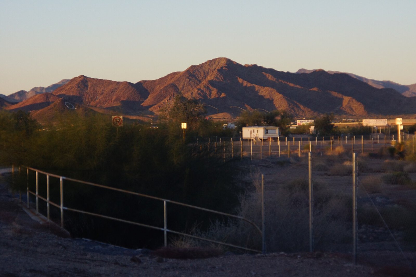Mountains at sunrise above the desert in Quartzsite, Arizona